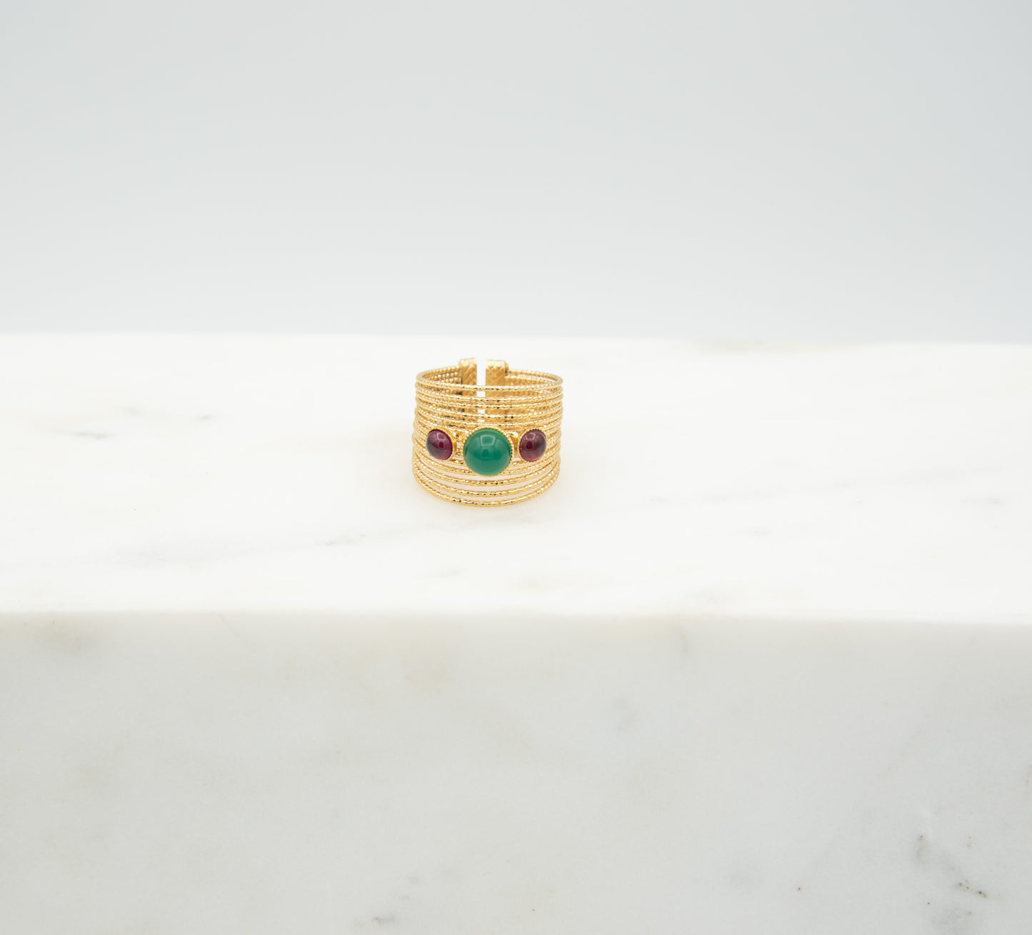 Bague Rasha trio agate verte