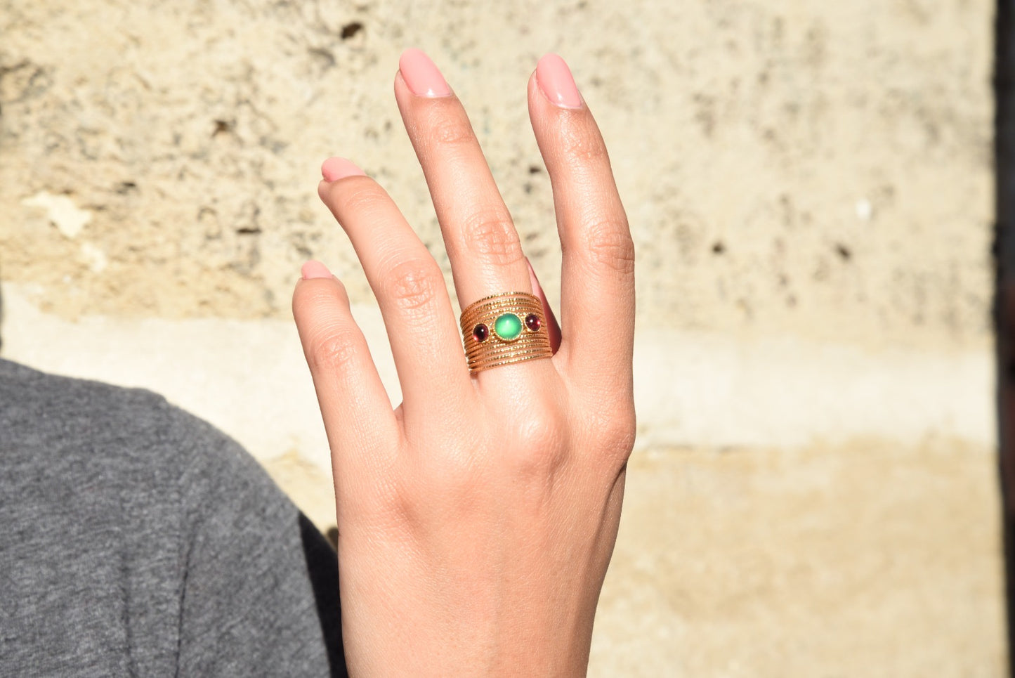 Bague Rasha trio agate verte